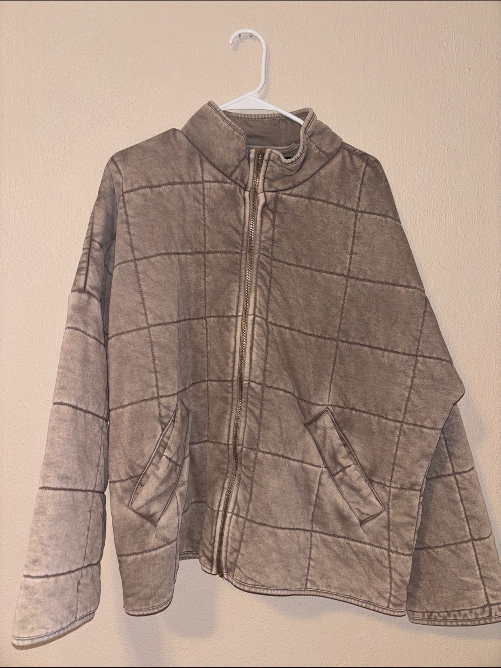 Women's Quilted Zip-Front Jacket - Taupe